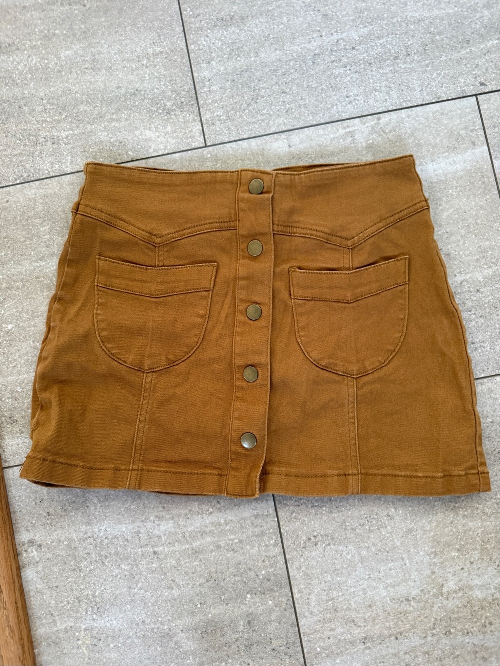 Forever 21 Button-Front Camel Brown Mini Skirt